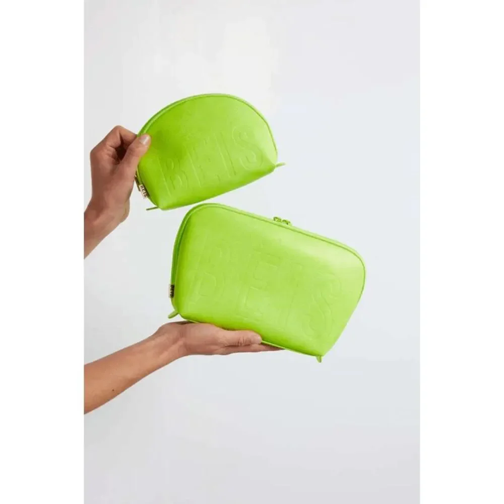 NWT Beis Cosmetic Pouch Set in Green Citron